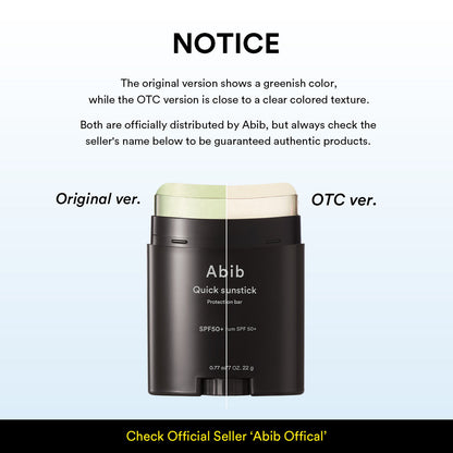 Abib™ Quick Sunstick Protection Bar SPF50+ PA++++ 22g