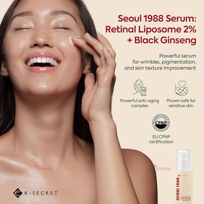 KSecret Seoul 1988 Serum: Retinal Liposome 2% + Black Ginseng 30ml