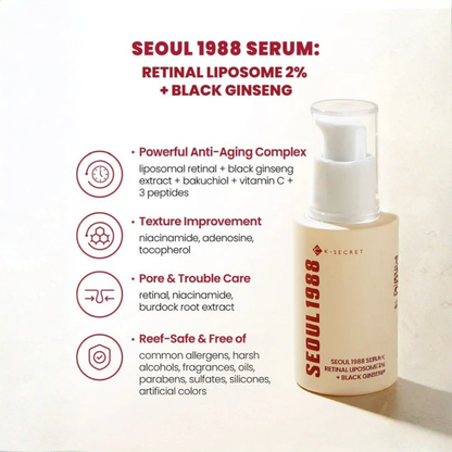 KSecret Seoul 1988 Serum: Retinal Liposome 2% + Black Ginseng 30ml