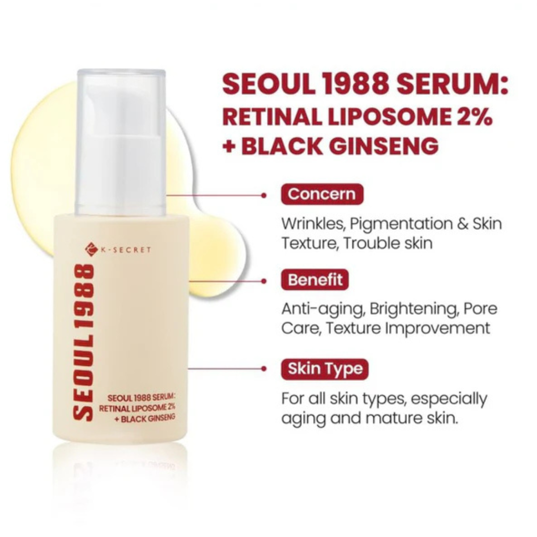 KSecret Seoul 1988 Serum: Retinal Liposome 2% + Black Ginseng 30ml